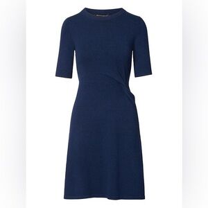 Banana Republic KNOTTED FIT-AND-FLARE SWEATER DRESS | Navy